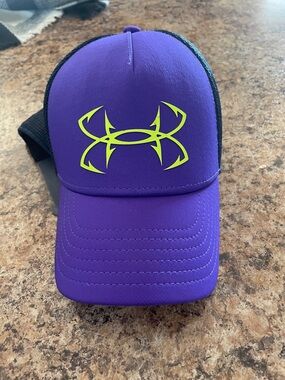 Under Armour Adult Purple Trucker Hat with Neon Logo